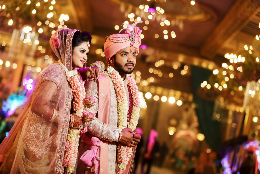 Couple in traditional wedding attire