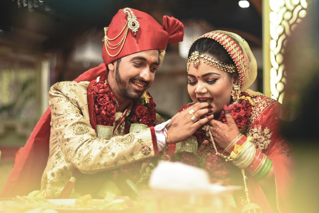 Couple sharing a moment during their wedding ceremony