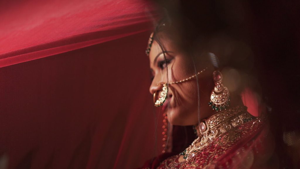 Bride in traditional wedding jewellery