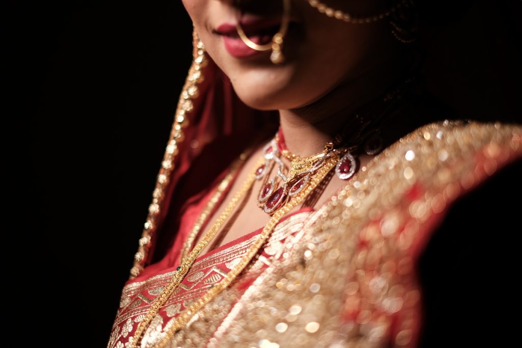 Traditional bridal jewellery detail